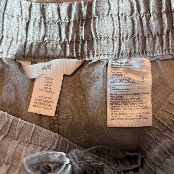 H&M Tapered 100% Linen Pants Women's Medium - Picture 4 of 6
